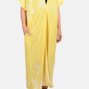 Anthony Richards Yellow hibiscus Floral Maxi Dress size XL New!